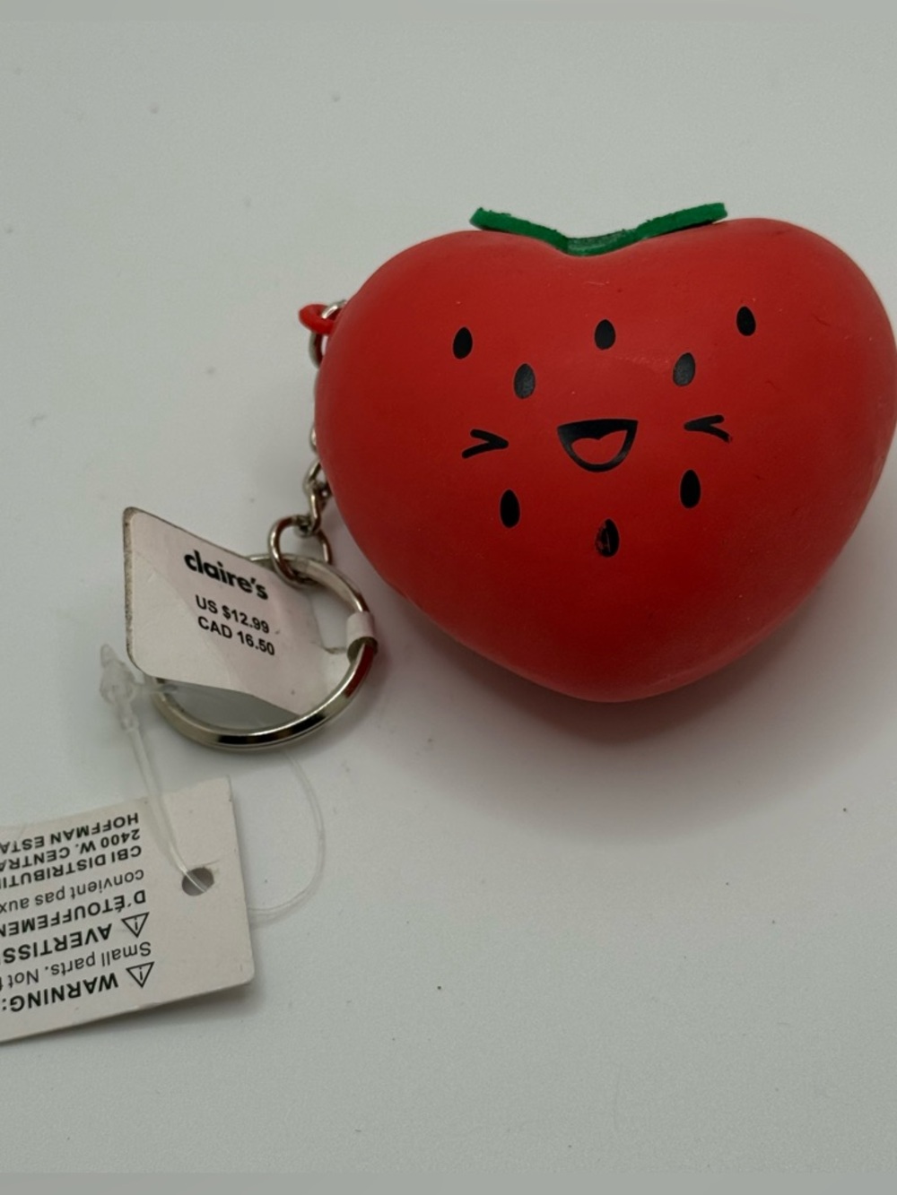 Claire's Red Smiling Strawberry Squishy Keychain
